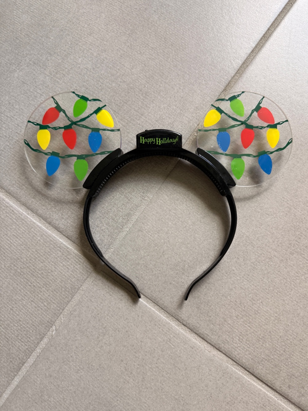 Disney Light Up Holiday Light Bulb Ear Headband — Black